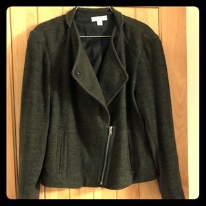 Blue-gray flannel moto jacket